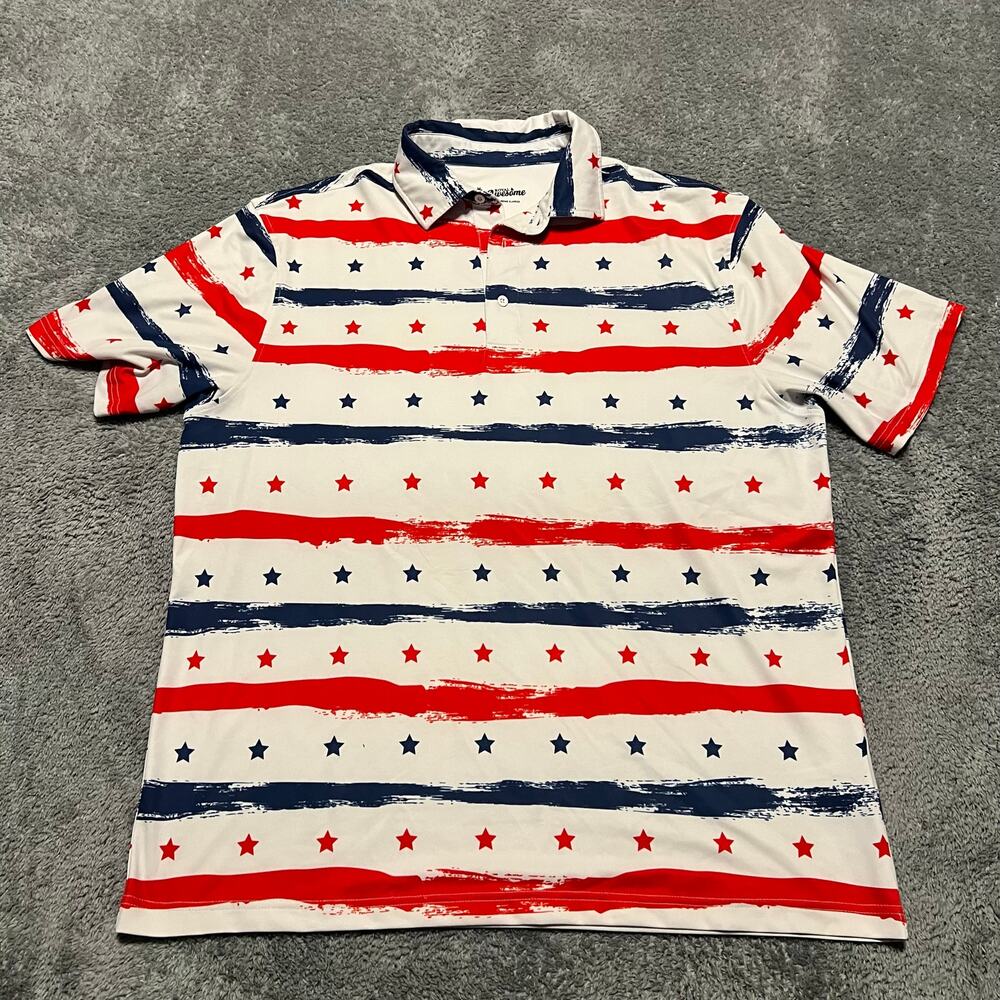 Royal & Awesome Golf Polo Shirt Mens XL American USA Flag Performance